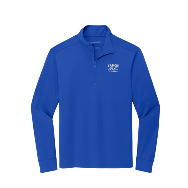 Tahoe Blue Vodka 1/4 zip pullover with white logo embroidery